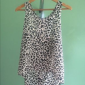 Leopard print High low racerback tank top white